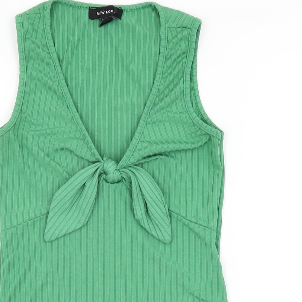 New Look Womens Green Polyester Bodysuit One-Piece Size 8 Snap