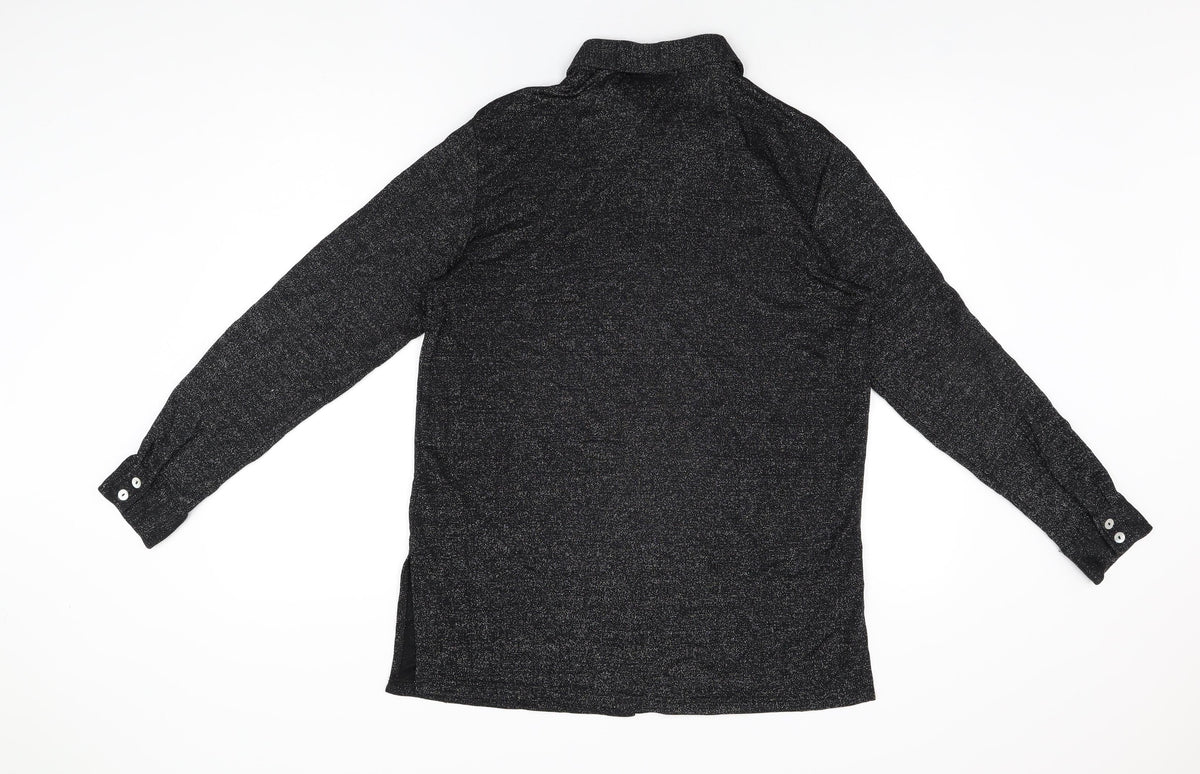 Modern Classics Womens Black Polyamide Basic Button-Up Size 16 Collared