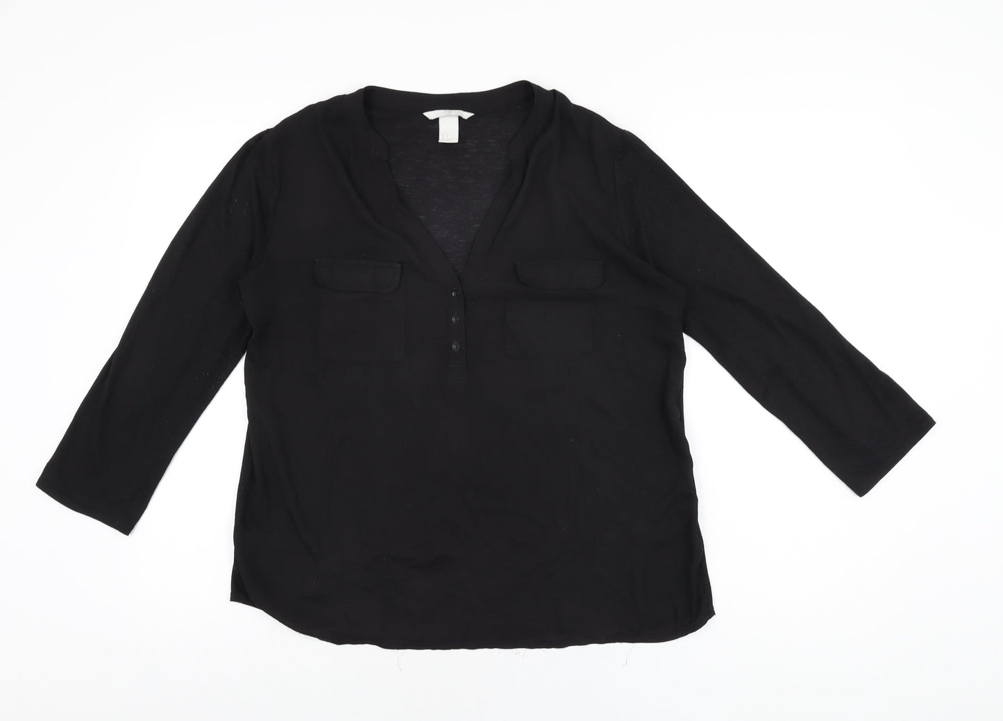 Womens UK Size S H&M Black Basic T-Shirt