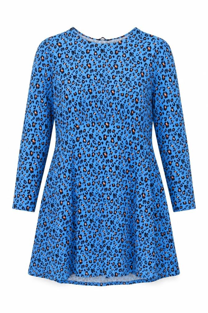 Marks and Spencer Womens Blue Animal Print Viscose Shift Size 18 Round Neck Pullover