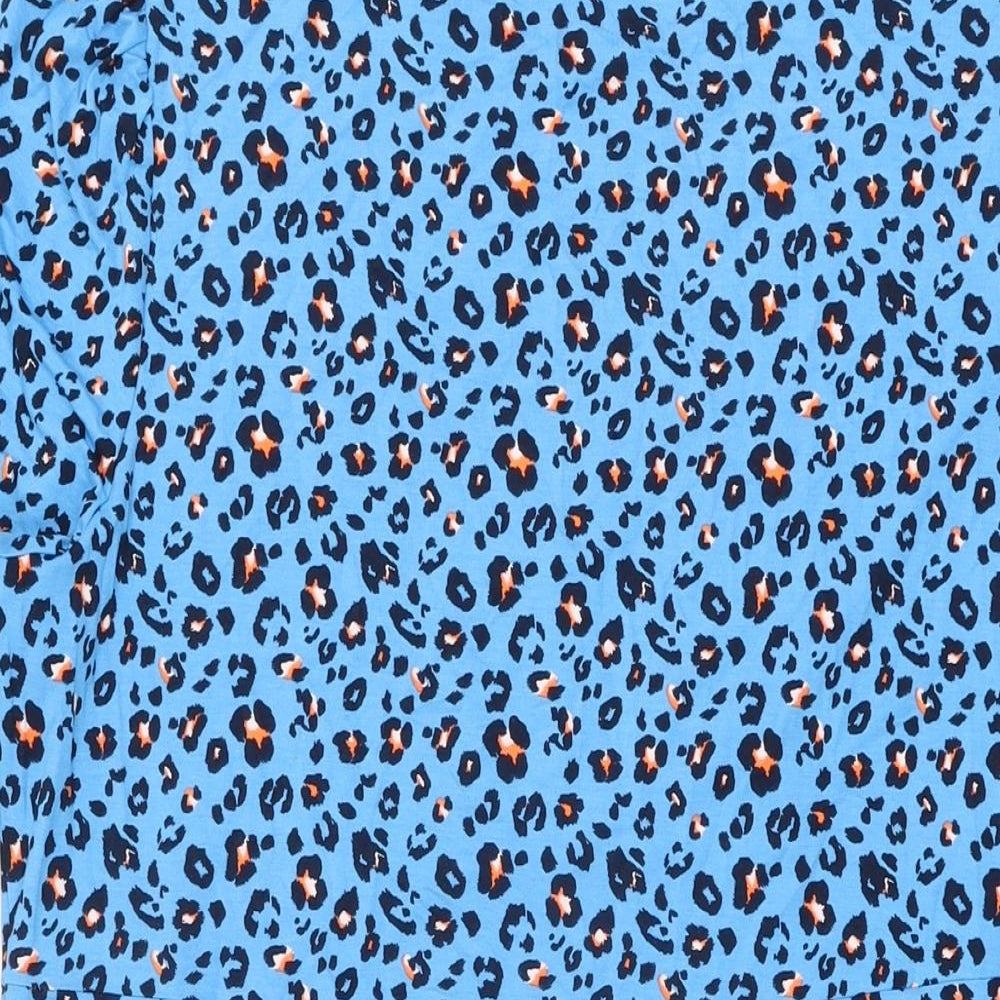 Marks and Spencer Womens Blue Animal Print Viscose Shift Size 18 Round Neck Pullover