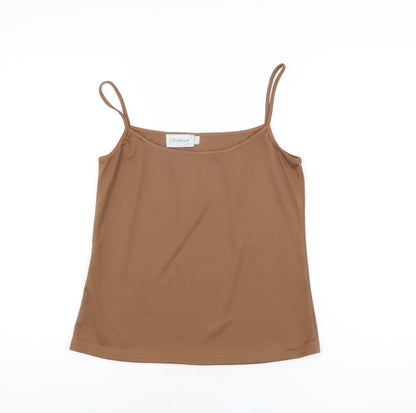 Sukhmani Womens Beige Polyester Camisole T-Shirt Size 12 Scoop Neck