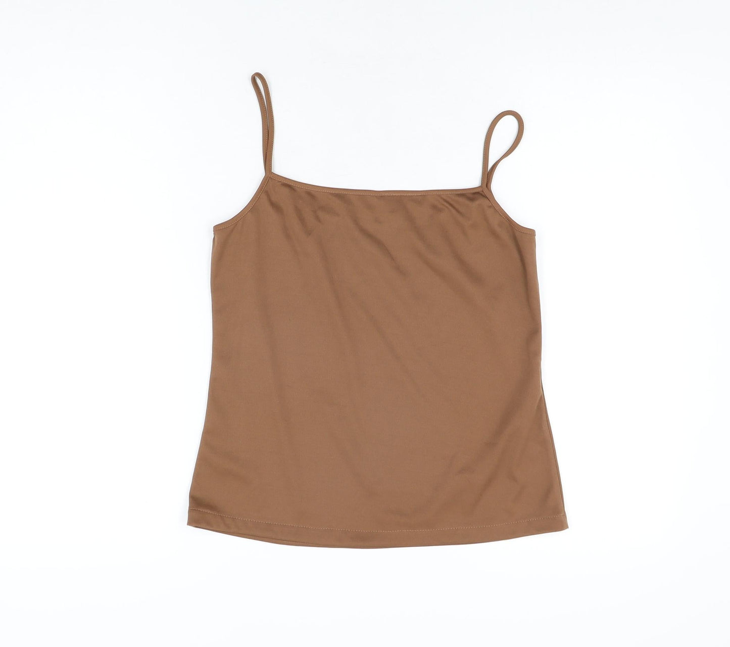 Sukhmani Womens Beige Polyester Camisole T-Shirt Size 12 Scoop Neck