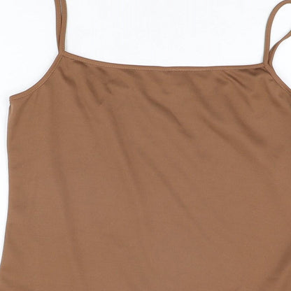 Sukhmani Womens Beige Polyester Camisole T-Shirt Size 12 Scoop Neck