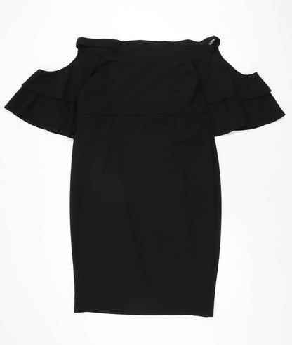 Lost Ink Womens Black Polyester Shift Size 18 Off the Shoulder Pullover