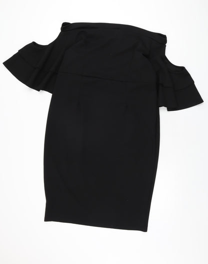 Lost Ink Womens Black Polyester Shift Size 18 Off the Shoulder Pullover