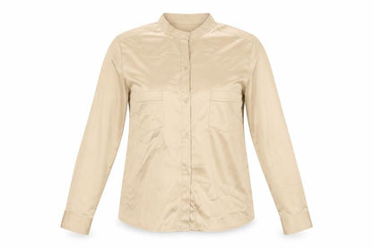 Yfn Collection Womens Gold Polyester Basic Button-Up Size 14 V-Neck