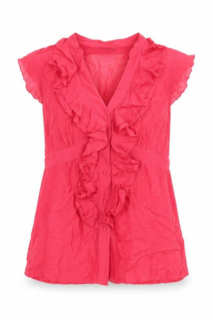 Womens UK Size 16 Et Vous Pink Basic Button-Up