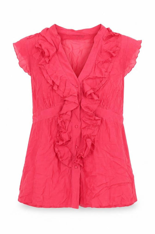 Womens UK Size 16 Et Vous Pink Basic Button-Up