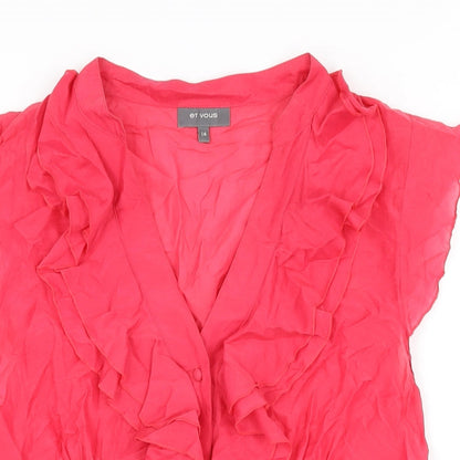 Womens UK Size 16 Et Vous Pink Basic Button-Up