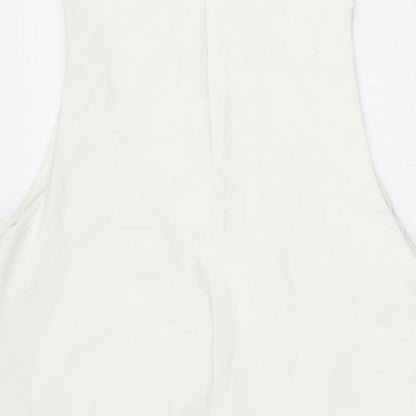 H&M Womens Ivory Polyester Shift Size S Round Neck Zip