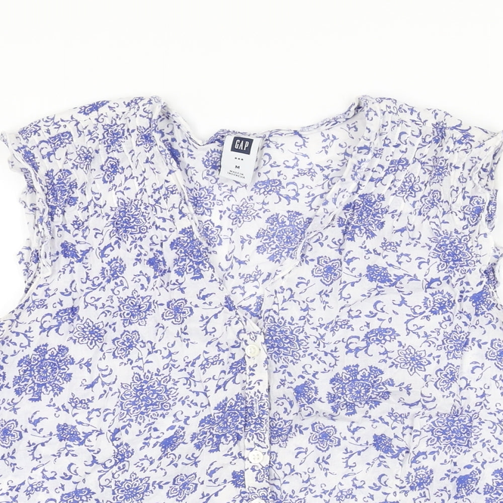 Womens UK Size M Gap White Basic Button-Up