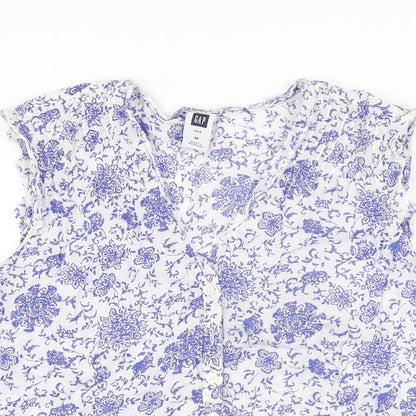Womens UK Size M Gap White Basic Button-Up