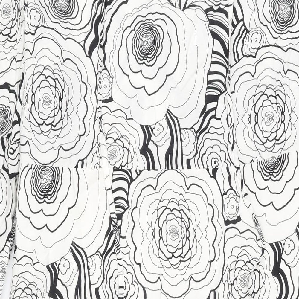 Marks and Spencer Womens White Floral Polyester Maxi Size 10 V-Neck Pullover