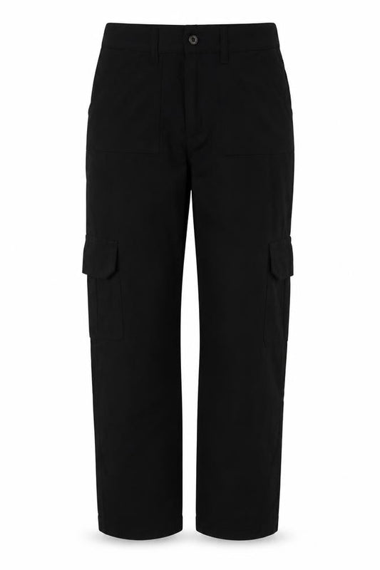 Womens UK Size 4 Boohoo Regular Fit Cargo Black Trousers
