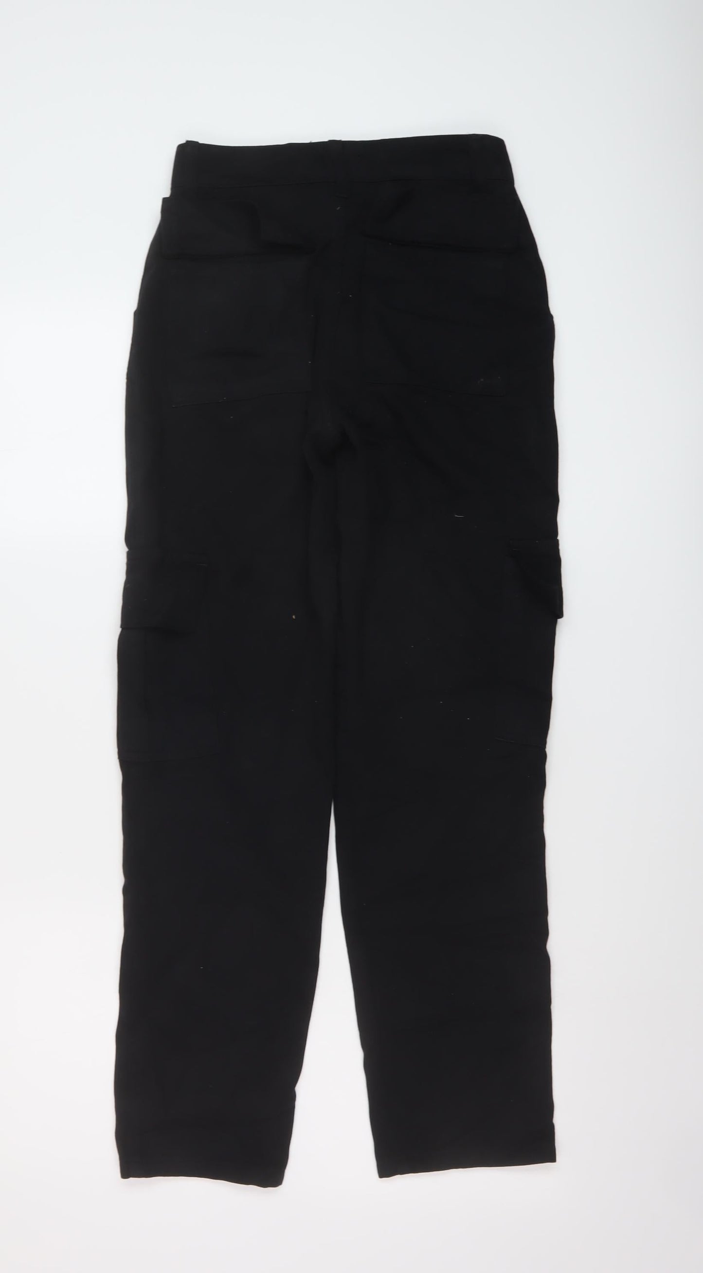 Womens UK Size 4 Boohoo Regular Fit Cargo Black Trousers