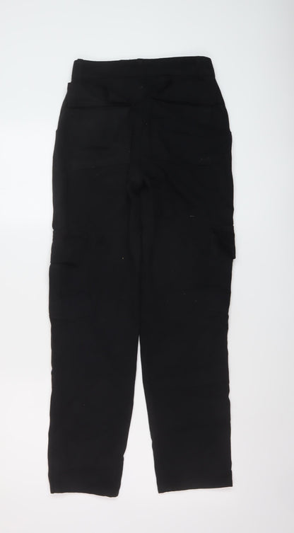 Womens UK Size 4 Boohoo Regular Fit Cargo Black Trousers