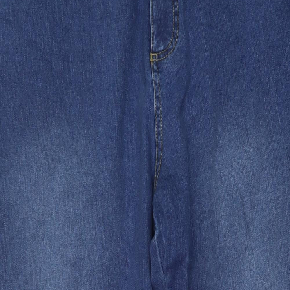 Evans Womens Blue Cotton Straight Jeans Size 42 in L31 in Regular Button