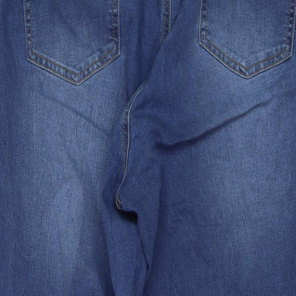 Evans Womens Blue Cotton Straight Jeans Size 42 in L31 in Regular Button