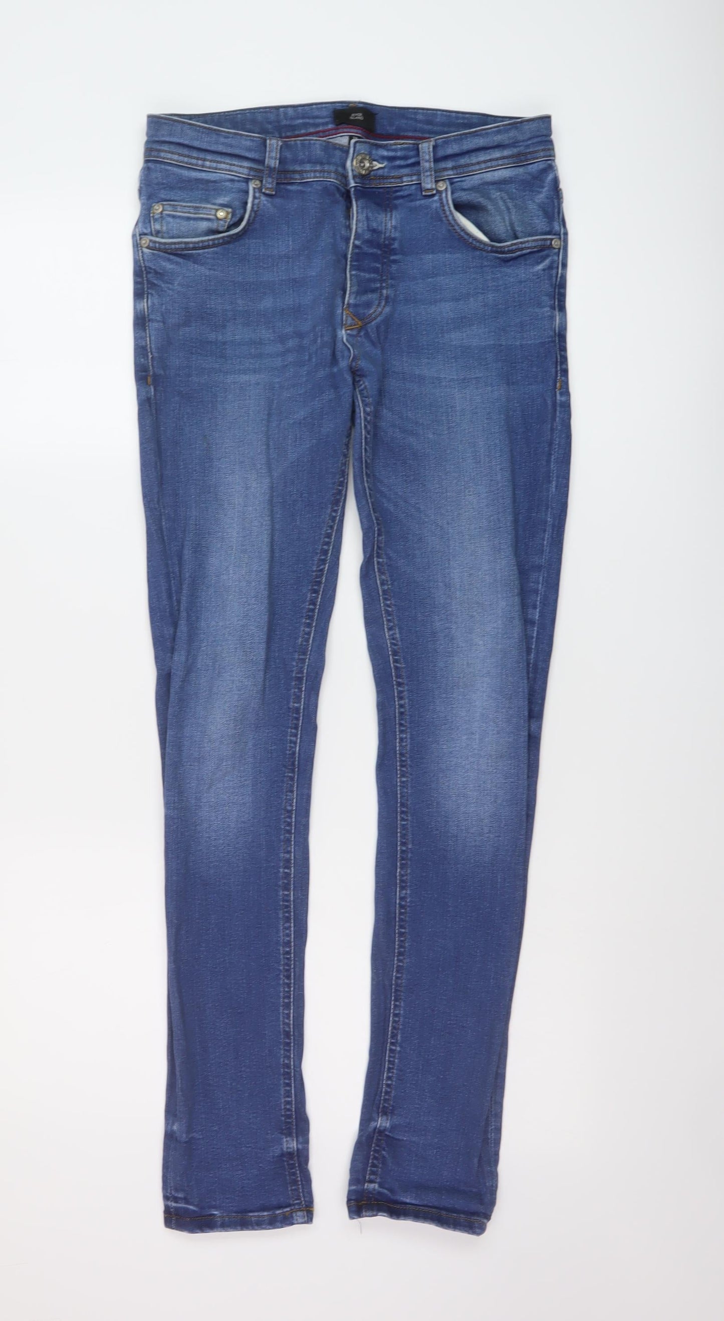 Mens UK Size 28 in River Island Regular Fit Skinny Blue Jeans