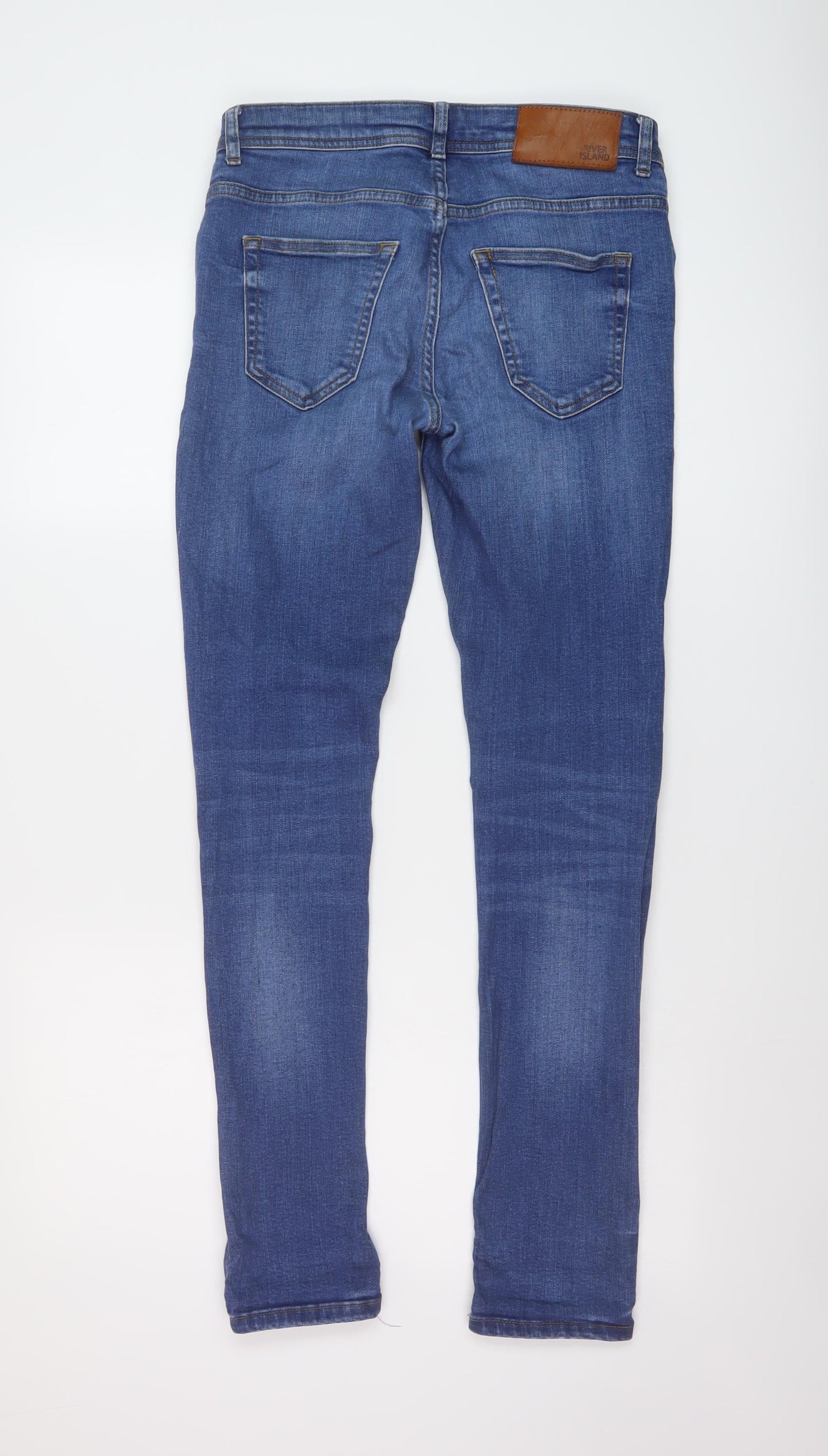 Mens UK Size 28 in River Island Regular Fit Skinny Blue Jeans