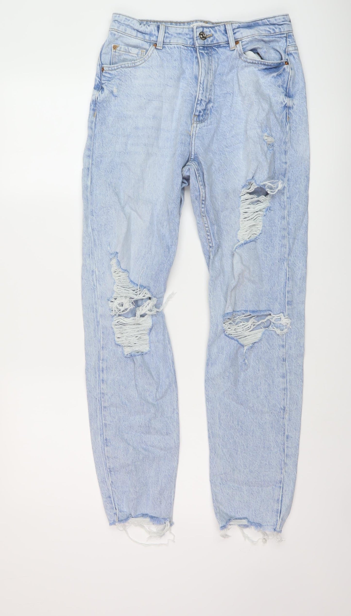 Denim & Co. Womens Blue Cotton Mom Jeans Size 10 L29 in Regular Button