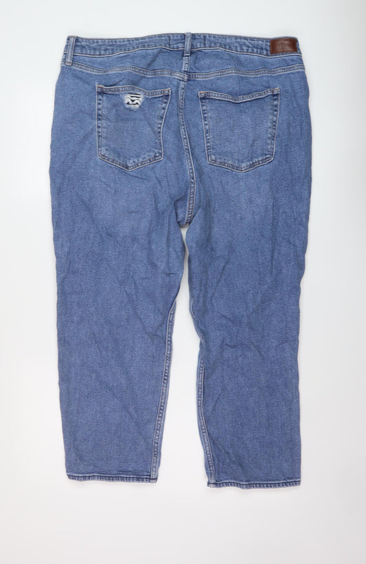 Hollister Womens Blue Cotton Mom Jeans Size 34 in L25 in Regular Button