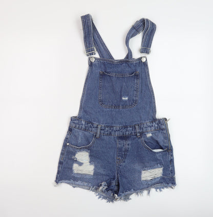 Denim & Co. Womens Blue Cotton Dungaree One-Piece Size 10 Buckle