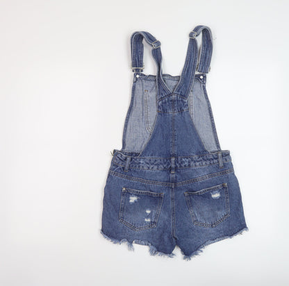 Denim & Co. Womens Blue Cotton Dungaree One-Piece Size 10 Buckle