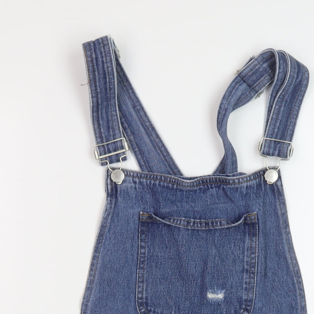 Denim & Co. Womens Blue Cotton Dungaree One-Piece Size 10 Buckle