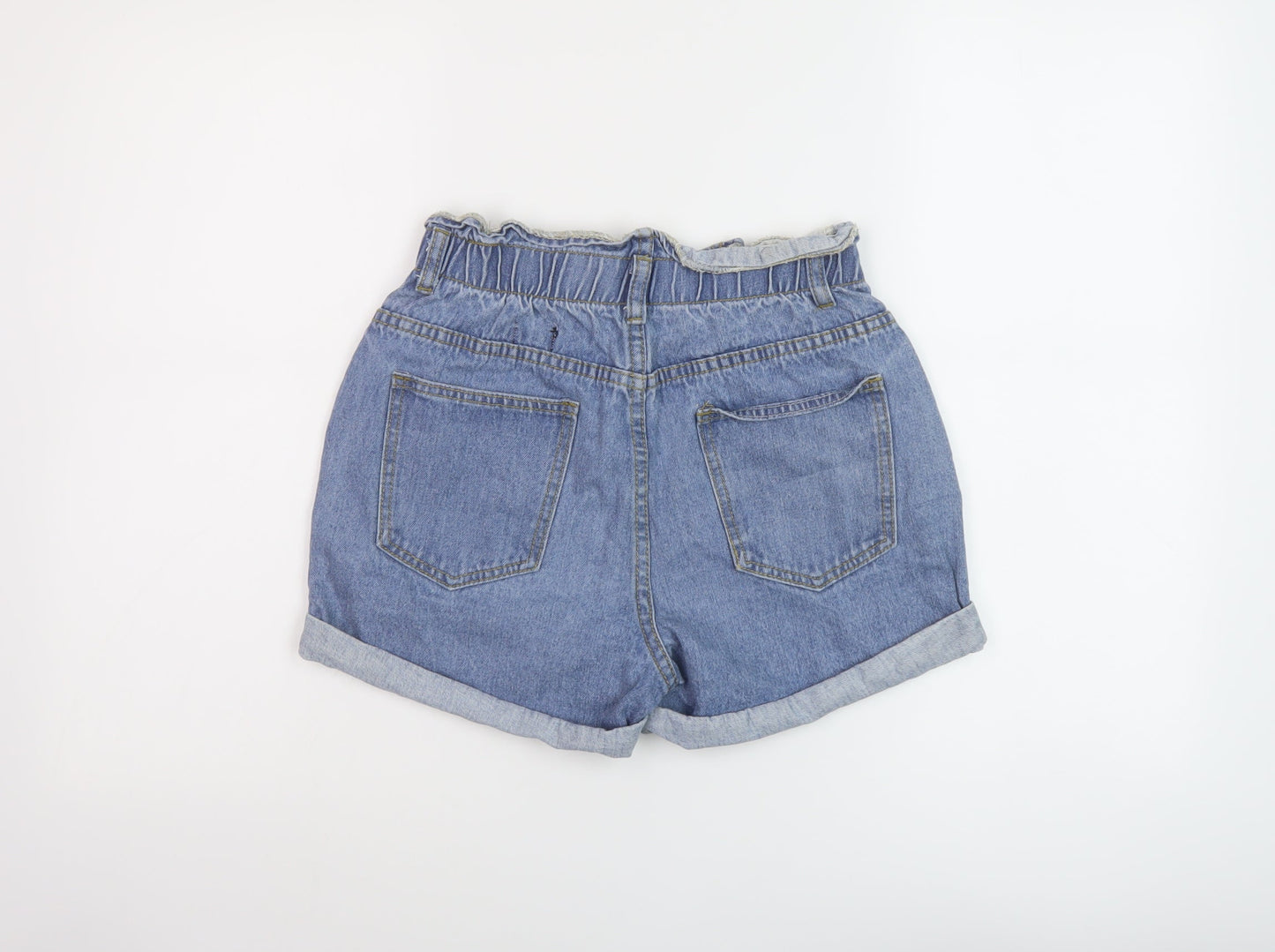 Nasty Gal Womens Blue Cotton Paperbag Shorts Size 6 L3 in Regular Button