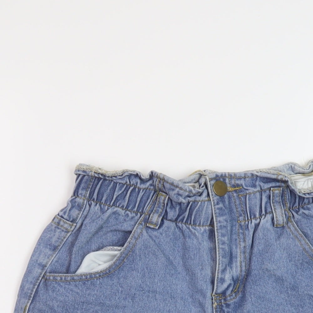 Nasty Gal Womens Blue Cotton Paperbag Shorts Size 6 L3 in Regular Button