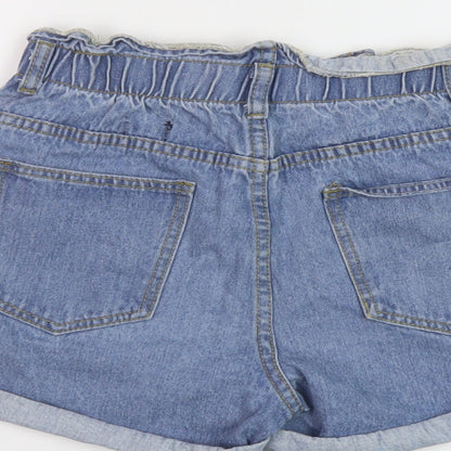 Nasty Gal Womens Blue Cotton Paperbag Shorts Size 6 L3 in Regular Button