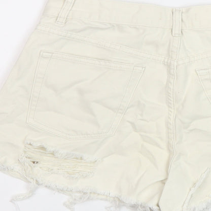 Glassons Womens Beige Cotton Mom Shorts Size 10 L3 in Regular Button