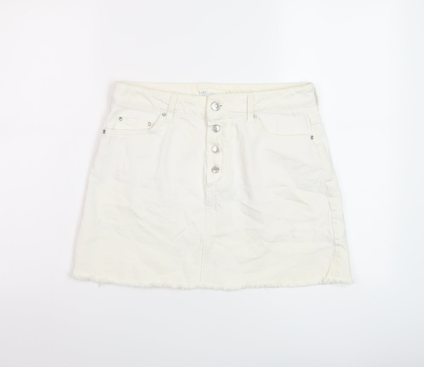Womens UK Size S Zara Mini Denim Skirt