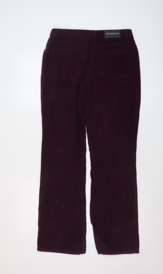 Hawkshead Womens Purple Cotton Trousers Size 12 L30 in Regular Button