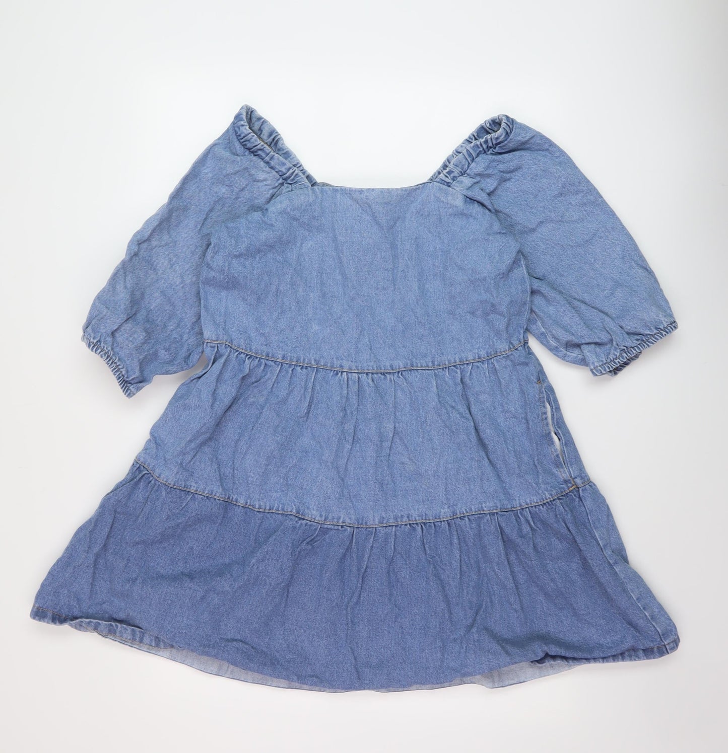 Denim & Co. Womens Blue Cotton A-Line Size 12 Square Neck Pullover