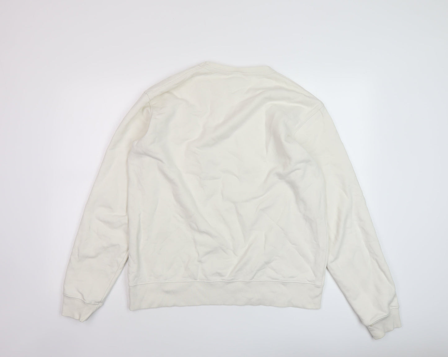 Zara Mens Ivory Cotton Pullover Sweatshirt Size L