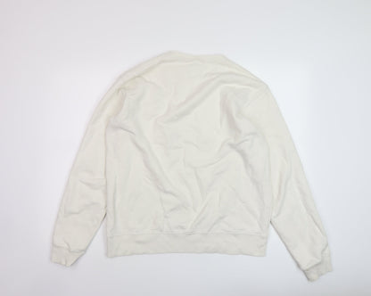 Zara Mens Ivory Cotton Pullover Sweatshirt Size L