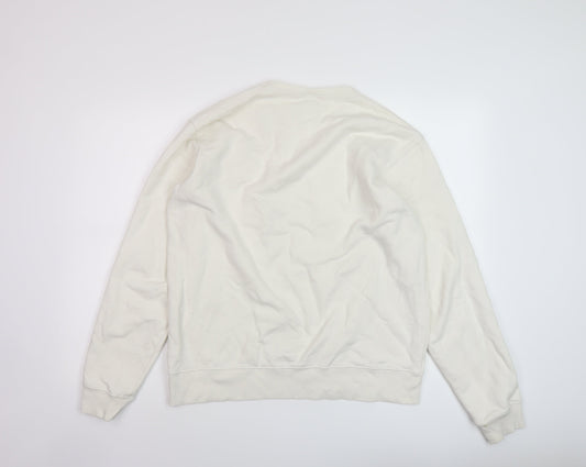 Zara Mens Ivory Cotton Pullover Sweatshirt Size L