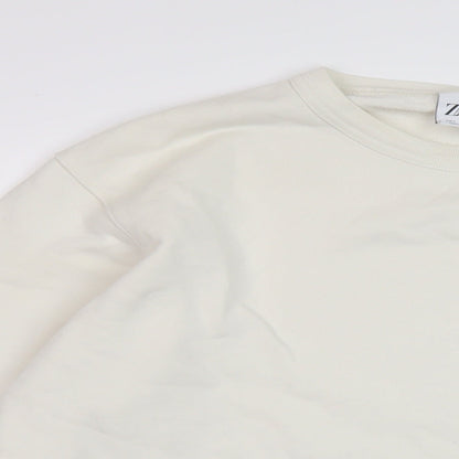 Zara Mens Ivory Cotton Pullover Sweatshirt Size L