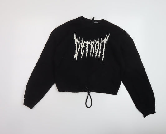 H&M Womens Black Cotton Pullover Sweatshirt Size XS Pullover