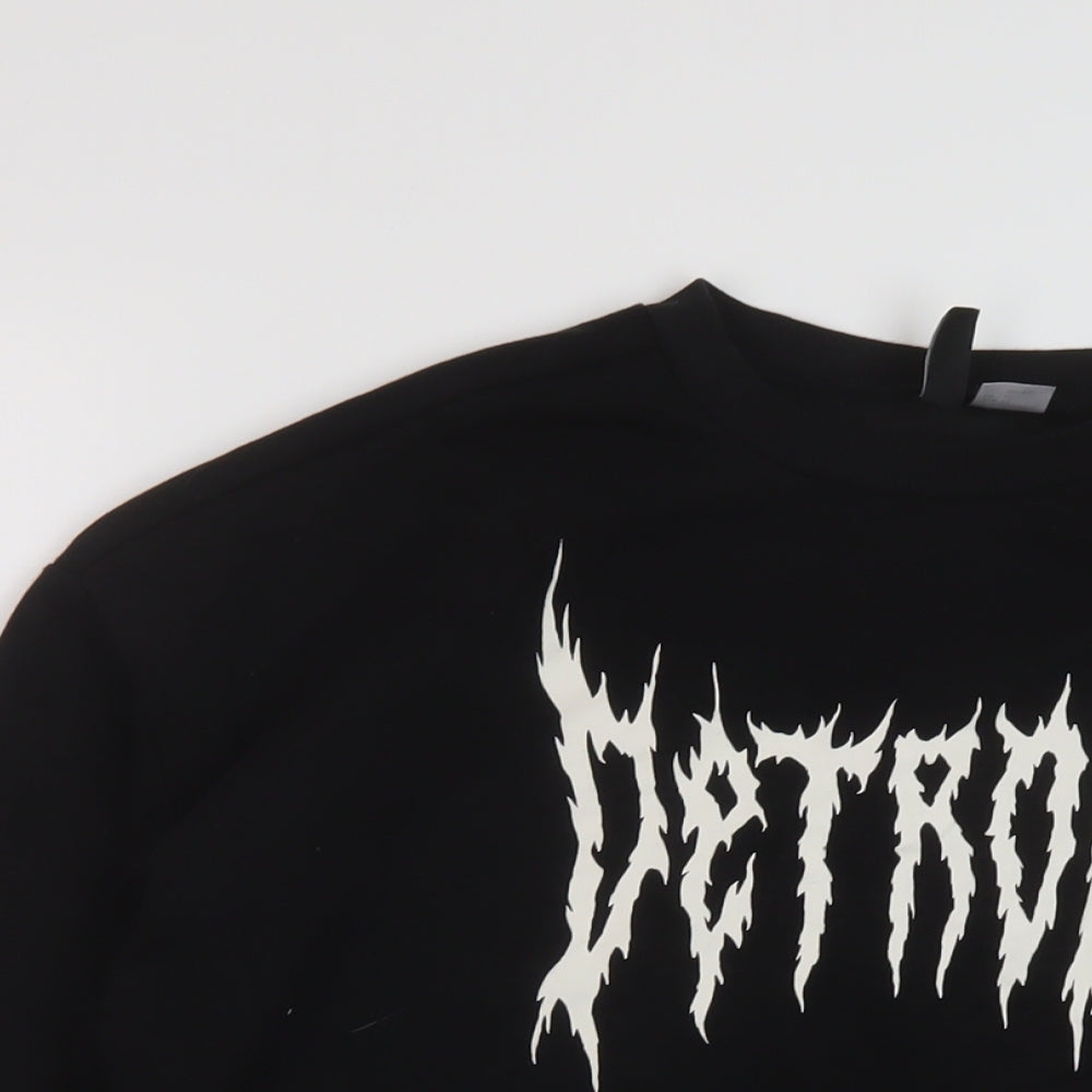 H&M Womens Black Cotton Pullover Sweatshirt Size XS Pullover