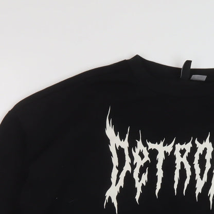 H&M Womens Black Cotton Pullover Sweatshirt Size XS Pullover