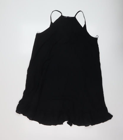 Marks and Spencer Womens Black Viscose A-Line Size 8 Square Neck Pullover