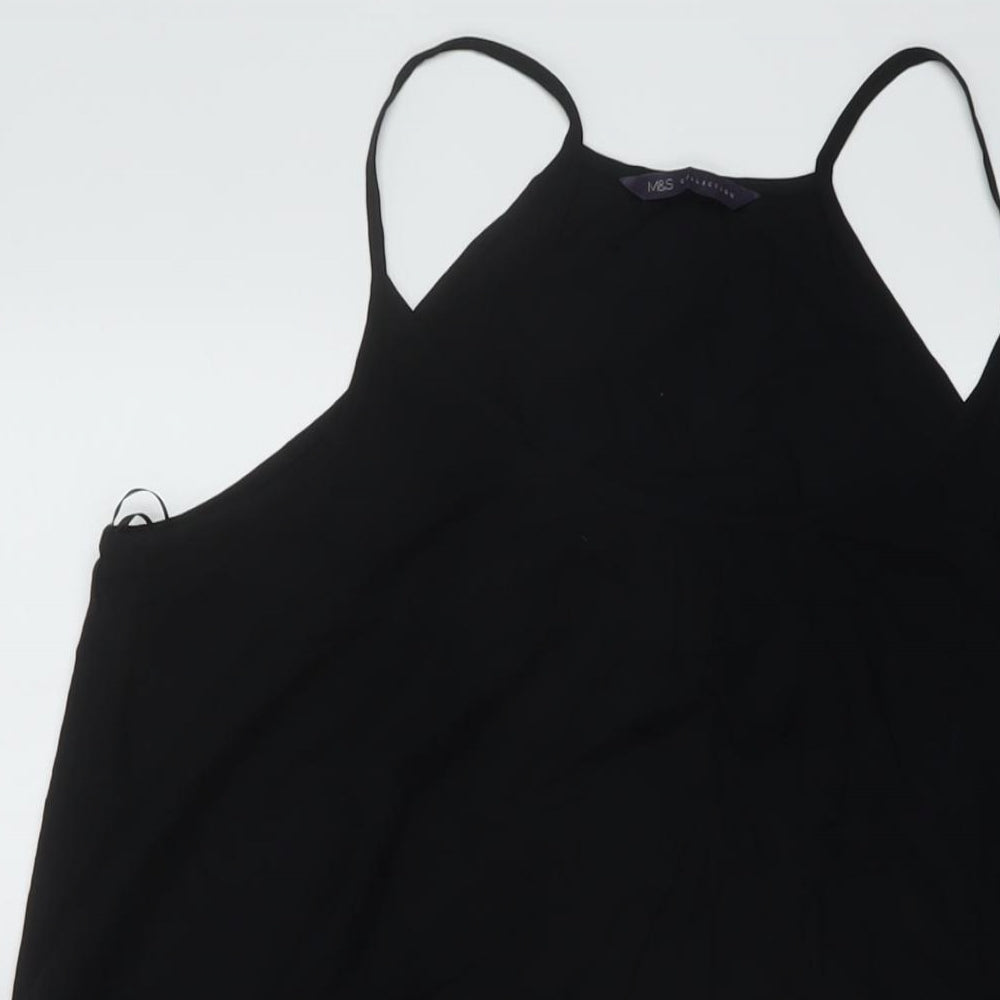 Marks and Spencer Womens Black Viscose A-Line Size 8 Square Neck Pullover