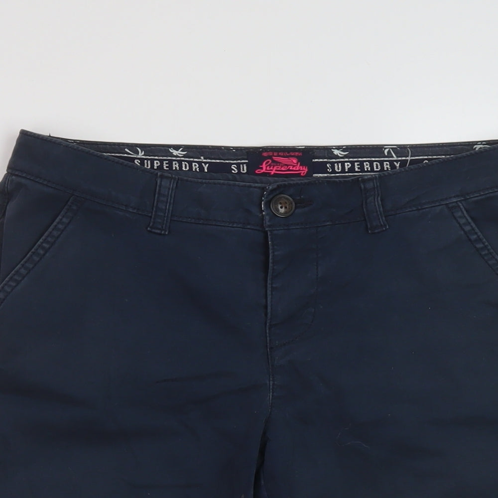 Suprdry Womens Blue Cotton Chino Shorts Size XS L10 in Regular Button