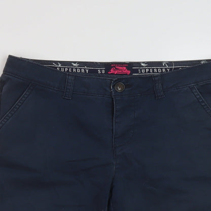 Suprdry Womens Blue Cotton Chino Shorts Size XS L10 in Regular Button