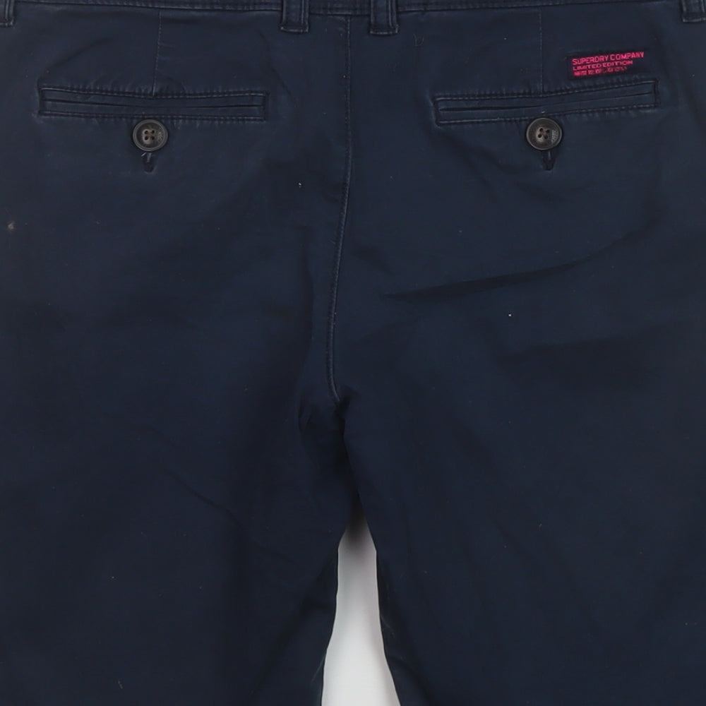 Suprdry Womens Blue Cotton Chino Shorts Size XS L10 in Regular Button