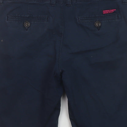 Suprdry Womens Blue Cotton Chino Shorts Size XS L10 in Regular Button